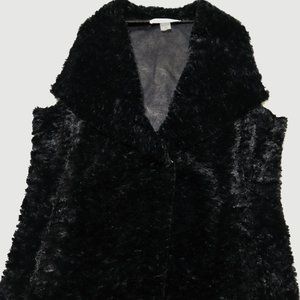 Peter Nygard Black Faux Fur Vest - Size 16